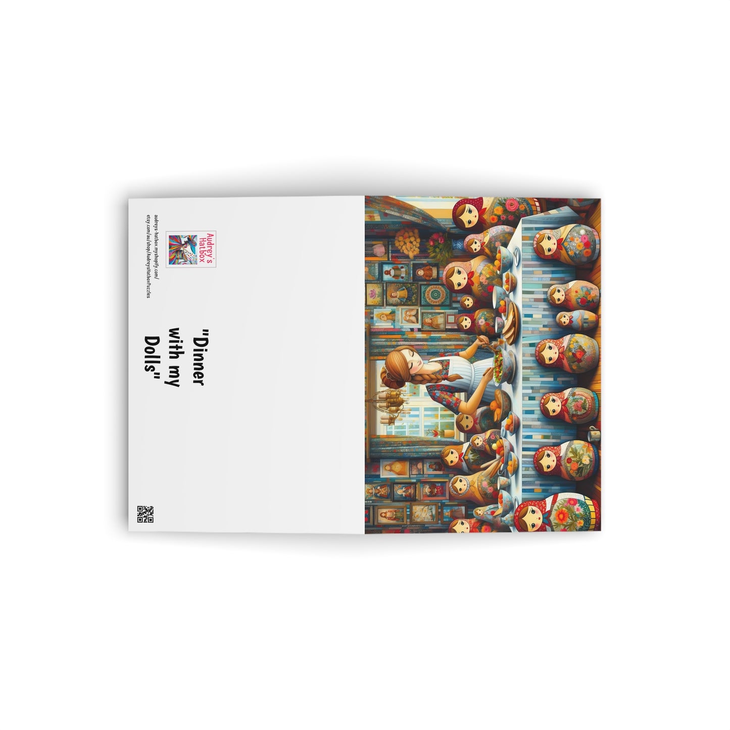 Dinner with my Dolls Greeting Cards: Russian Folk Art Whimsical Scene