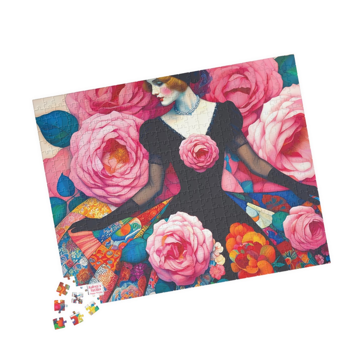 Lady of the Roses Jigsaw Puzzle (110, 252, 520, 1014-piece). Charming Vintage, Whimsical and Pretty Gift Idea for Birthdays, Patients
