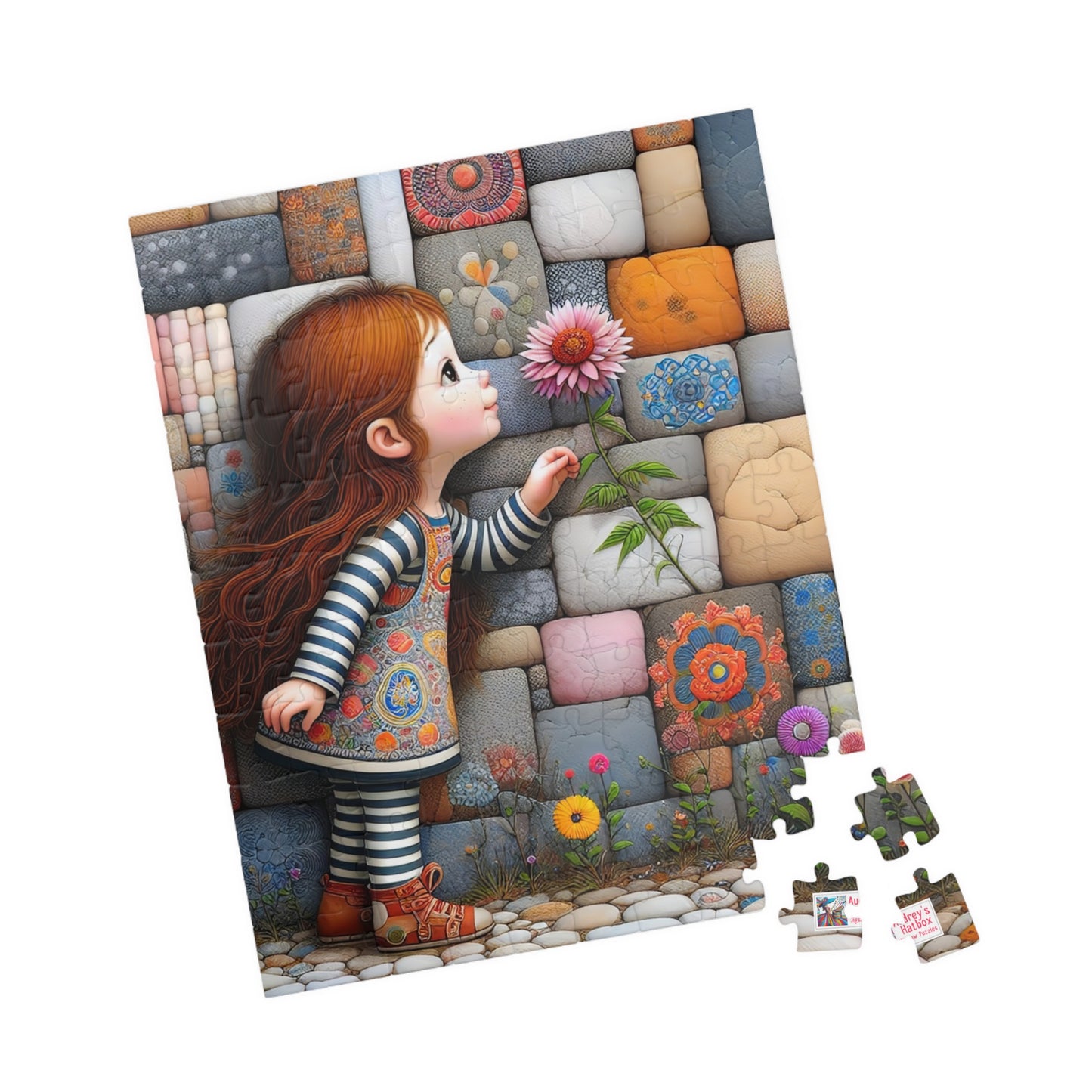 Hello Spring! Jigsaw Puzzle (110, 252, 520, 1014-piece). Cute whimsical patchwork wonder, first flower of the season. Fun family gift idea.