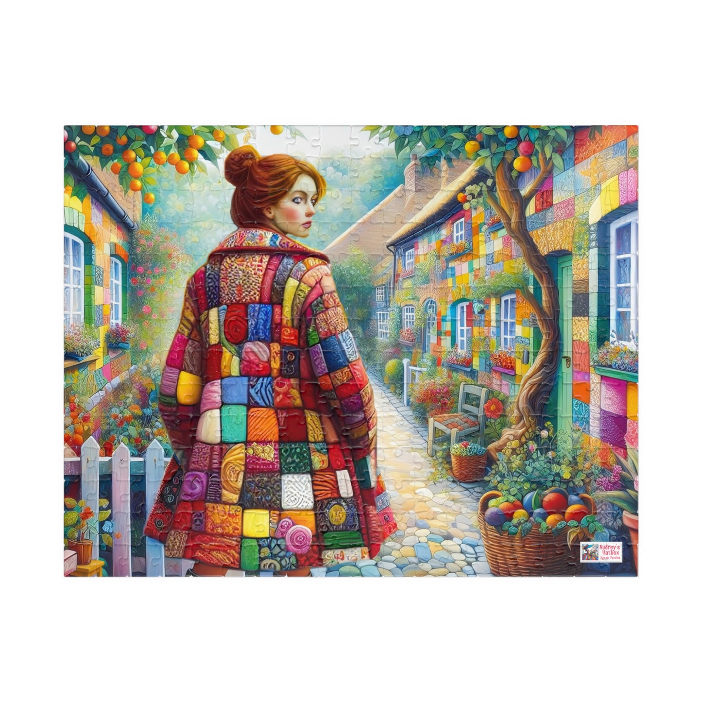 Rainbow Lane Jigsaw Puzzle (110, 252, 520, 1014-piece). Colourful whimsical storybook patchwork village. Fun family activity gift idea.