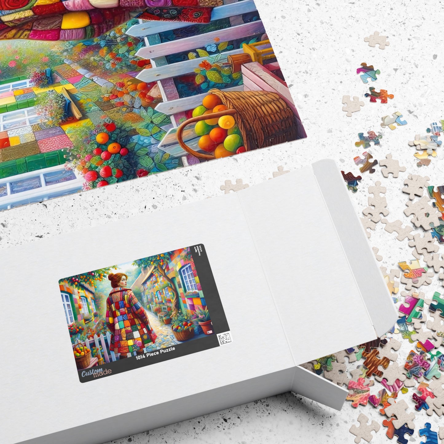 Rainbow Lane Jigsaw Puzzle (110, 252, 520, 1014-piece). Colourful whimsical storybook patchwork village. Fun family activity gift idea.