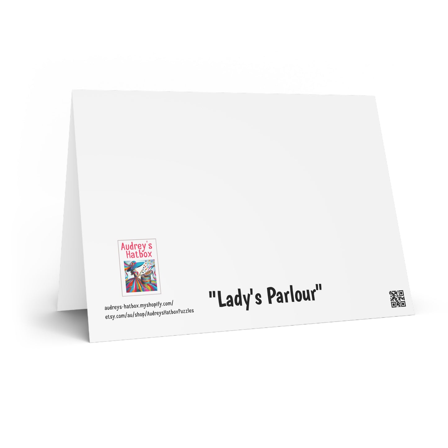 Lady's Parlour Greeting Cards: Elegant Vintage Woman in Patchwork Gown