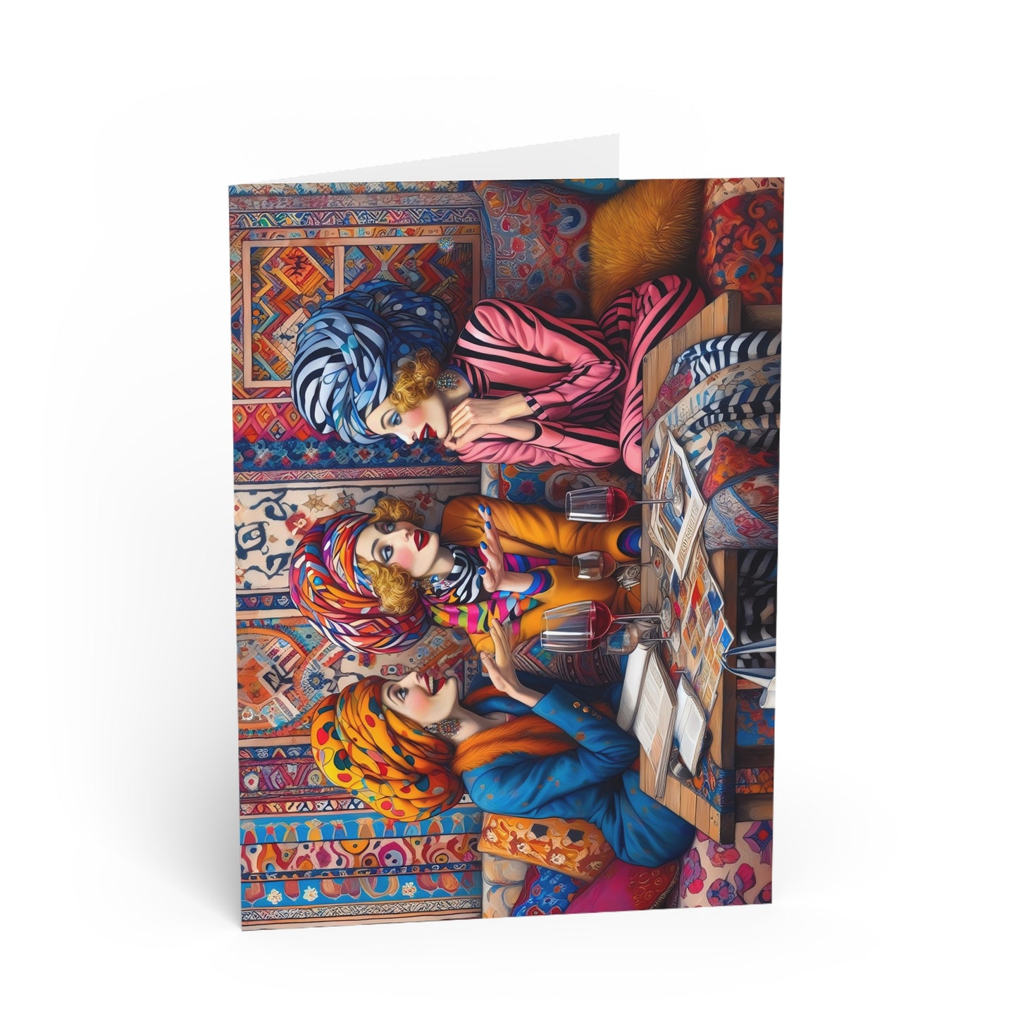 Exotic Scarf Club Greeting Cards: Quirky Bohemian Scene, Made in Australia