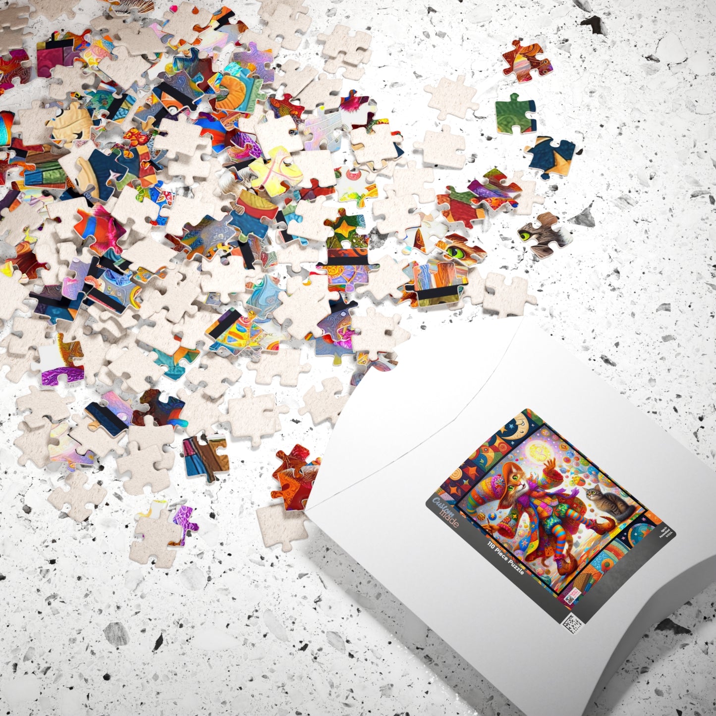 Wizard Cat Patchwork Jigsaw Puzzle (110, 252, 520, 1014-piece). Fantasy, magic, whimsy and charm for the whole family. Fun Game All Ages