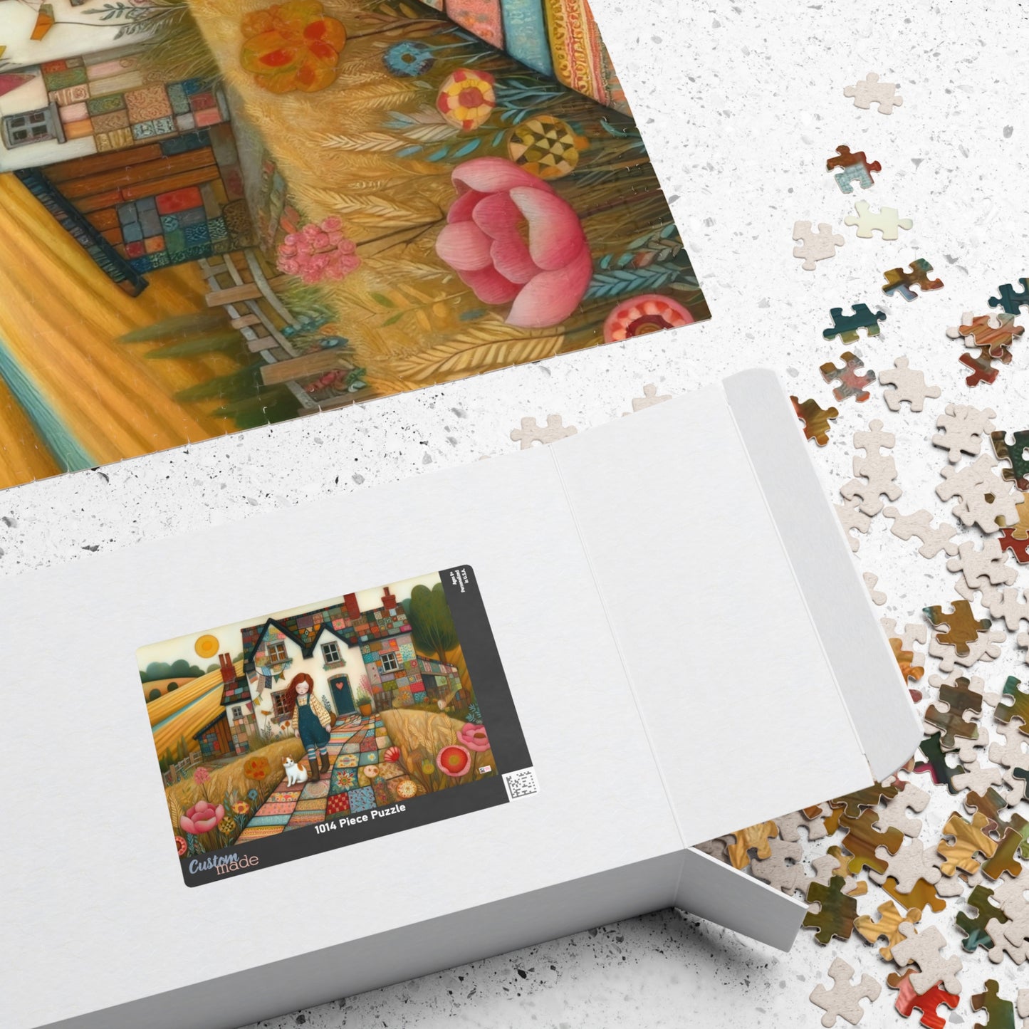 Farm Cottage Kitty Jigsaw Puzzle US: Quirky Whimsical Playful, Gift Cat Lovers (110-1014-pieces)