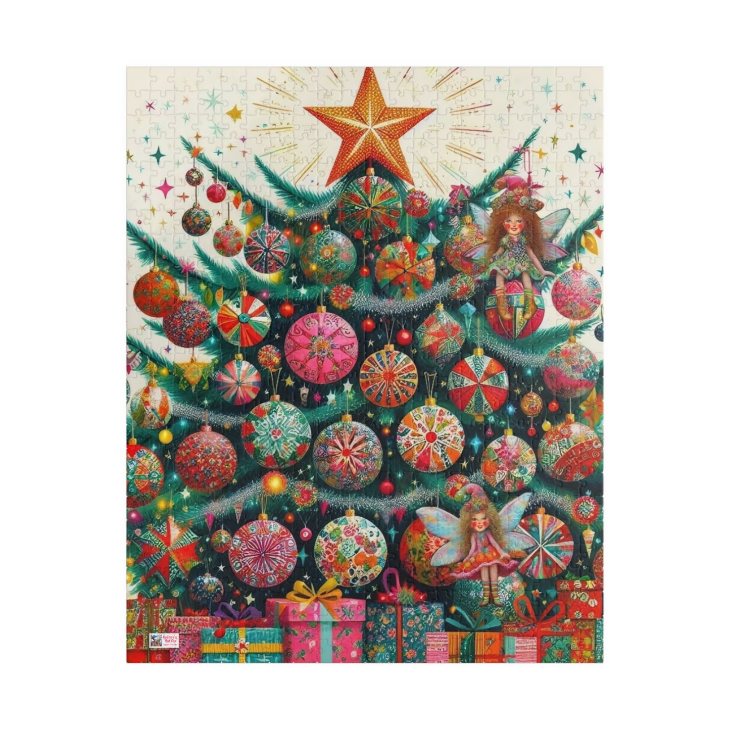 Christmas Tree Fairies Jigsaw Puzzle US: Magical Colorful Festive Scene (110-1014-piece)