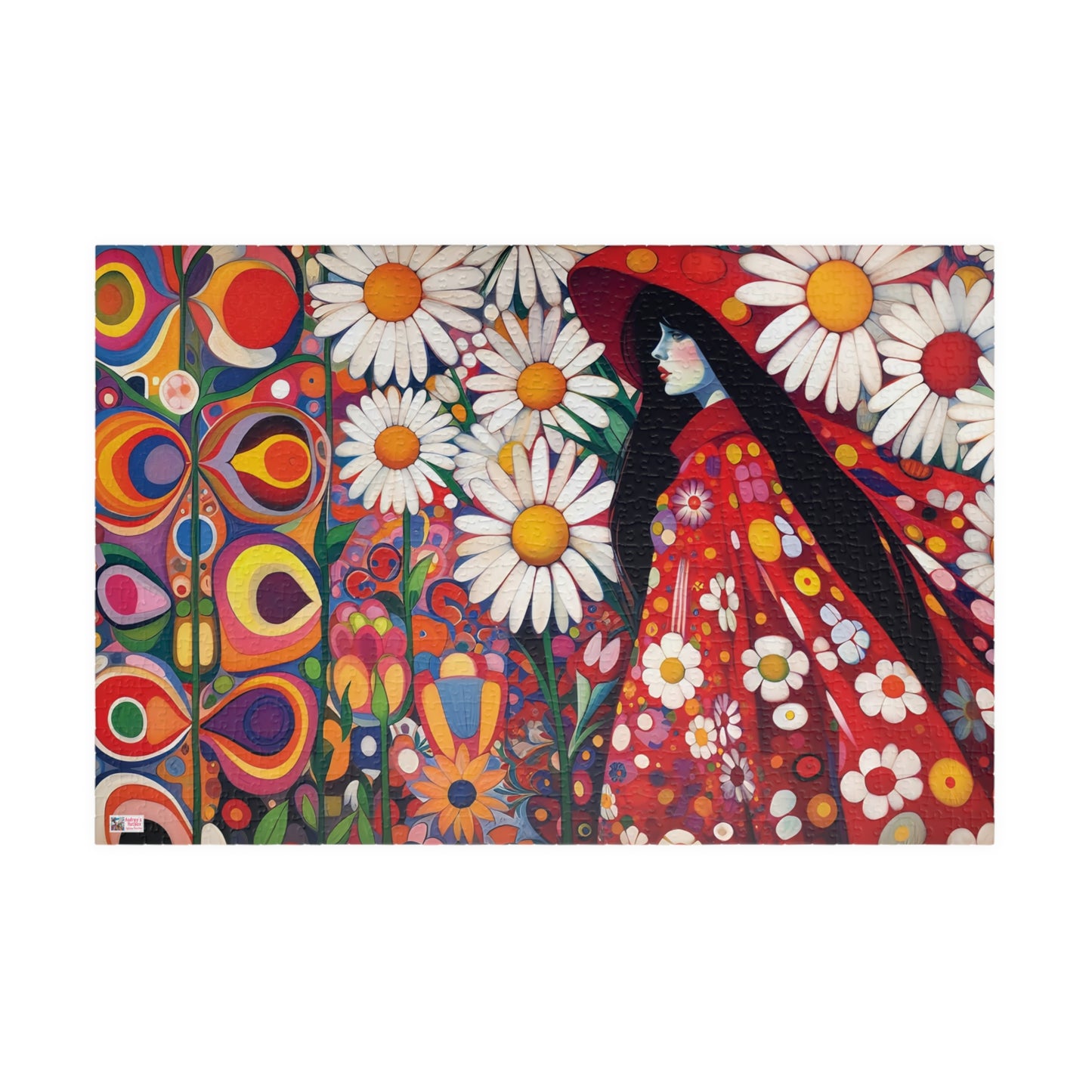 Daisy Dreams Jigsaw Puzzle (110, 252, 520, 1014-piece). Unique, Whimsical, Vintage, Pretty Birthday Gift Idea. Family Fun Game All Ages.