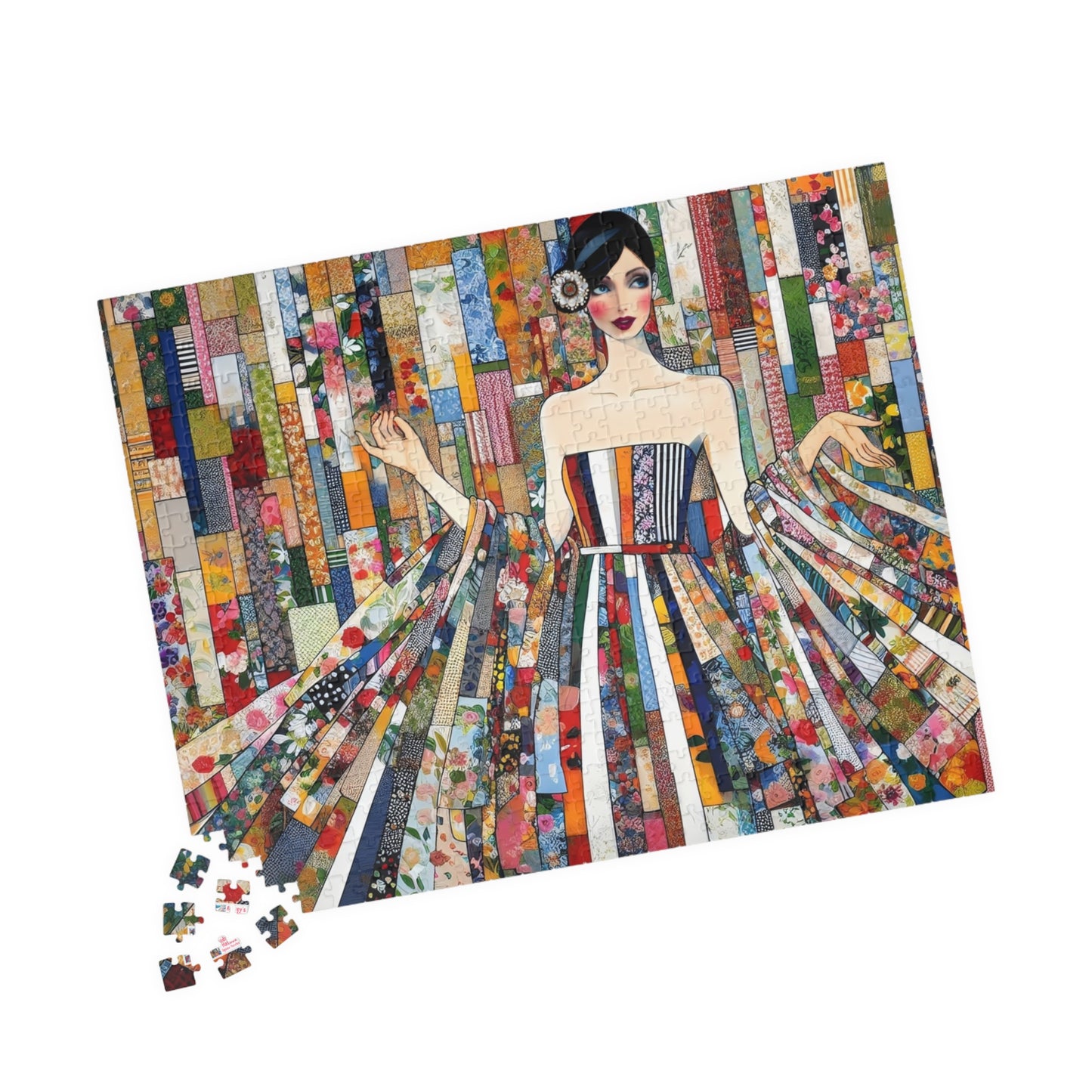 Fabric Princess Jigsaw Puzzle US: Patchwork Prints Fashion Collage  (110-1014 Pieces)