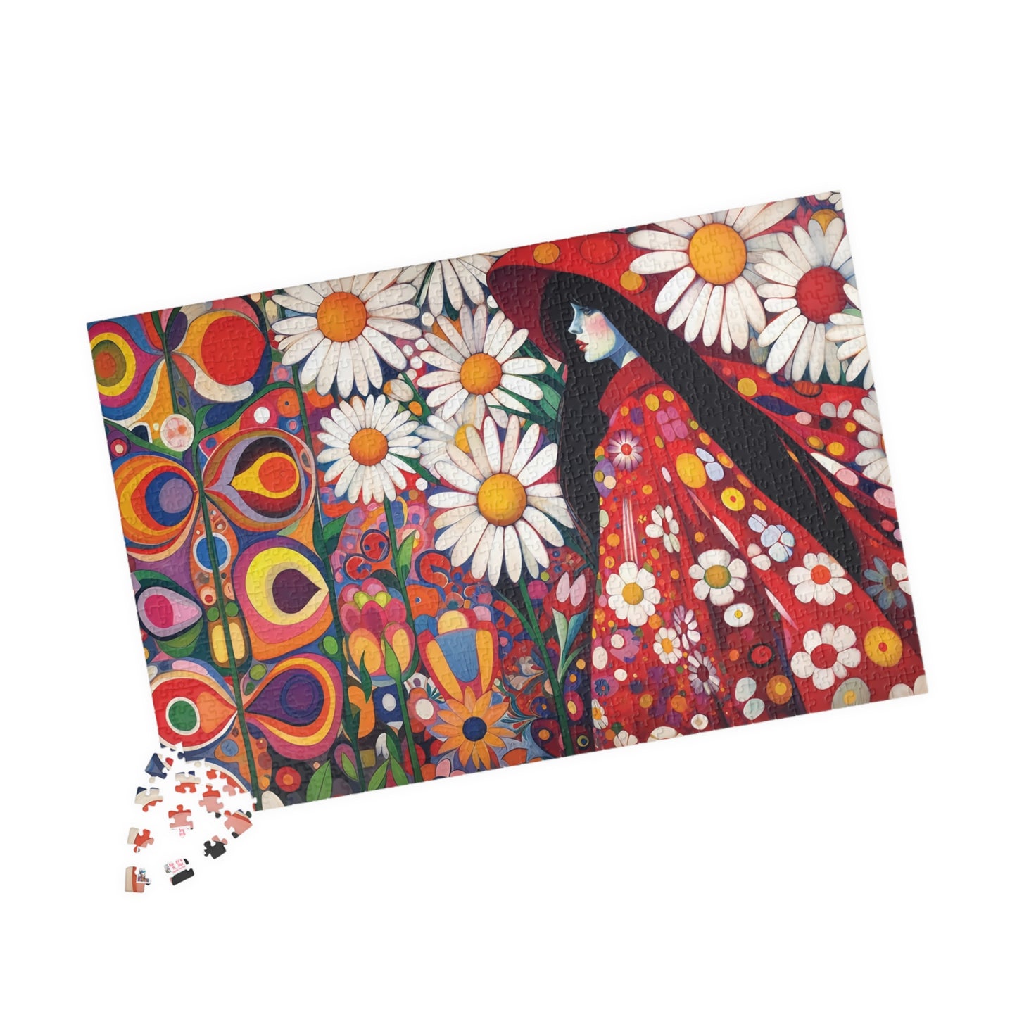 Daisy Dreams Jigsaw Puzzle (110, 252, 520, 1014-piece). Unique, Whimsical, Vintage, Pretty Birthday Gift Idea. Family Fun Game All Ages.