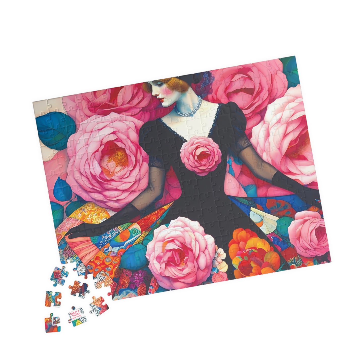 Lady of the Roses Jigsaw Puzzle (110, 252, 520, 1014-piece). Charming Vintage, Whimsical and Pretty Gift Idea for Birthdays, Patients