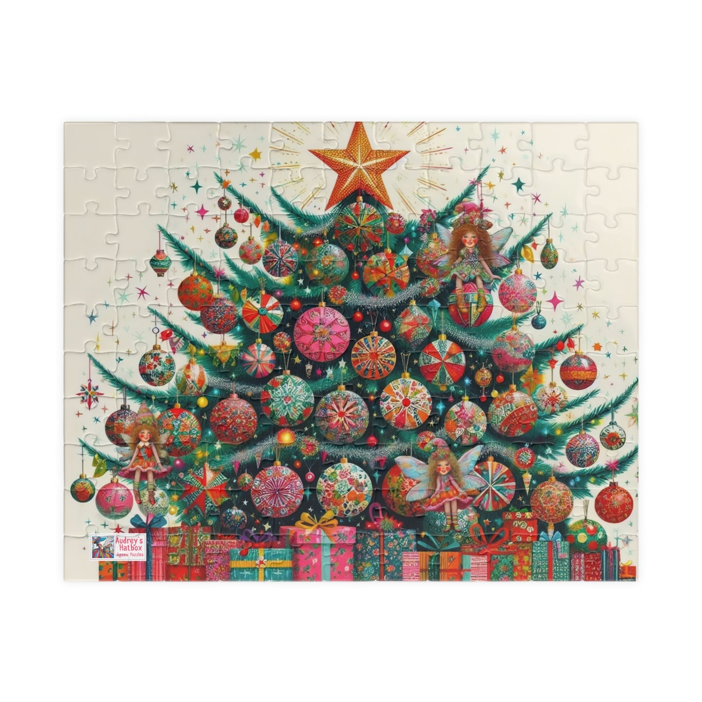Christmas Tree Fairies Jigsaw Puzzle US: Magical Colorful Festive Scene (110-1014-piece)
