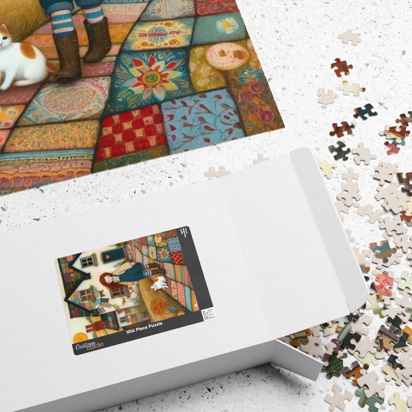 Farm Cottage Kitty Jigsaw Puzzle US: Quirky Whimsical Playful, Gift Cat Lovers (110-1014-pieces)