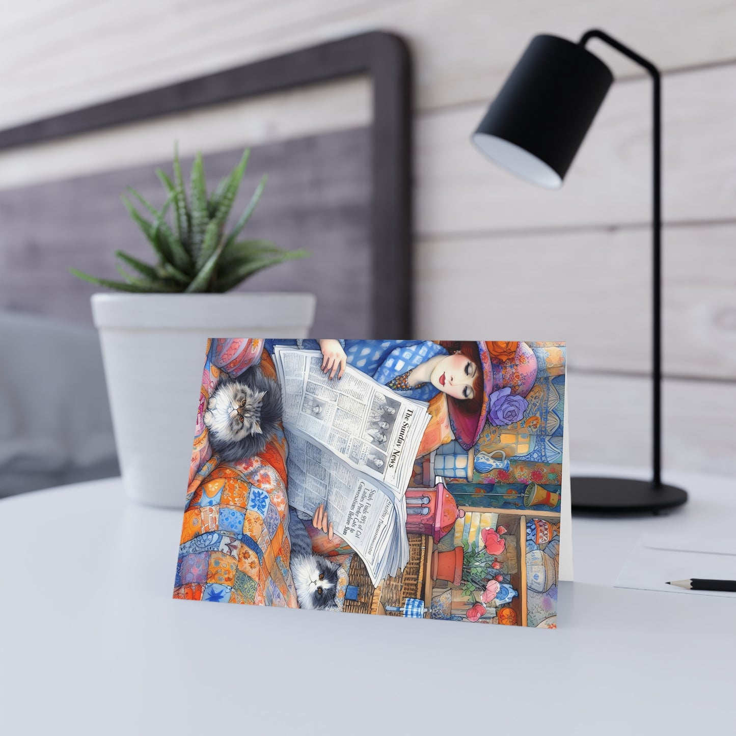 Cat Lady Greeting Cards: Quirky Whimsical Playful, Gift Cat Lovers