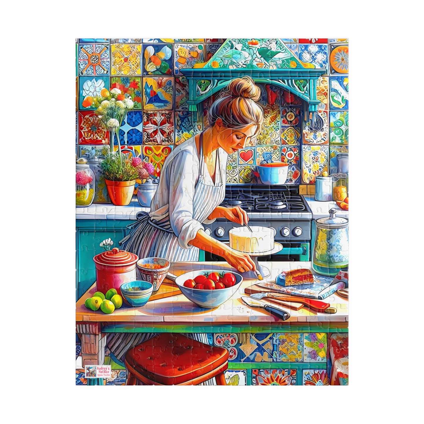 The Cake Artist's Kitchen Jigsaw Puzzle (110, 252, 520, 1014-piece). Colourful, intricate and cosy. Great gift idea. Family Games Activity