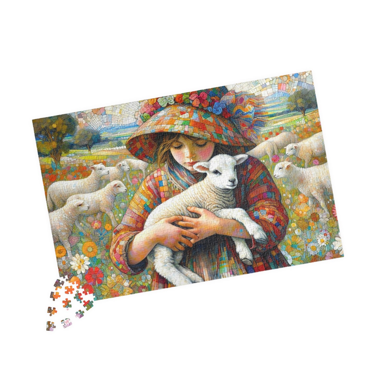 The Lost Lamb Jigsaw Puzzle (110, 252, 520, 1014-piece). Adorable, joyous and heartwarming. Great gift idea. Family Game Activity. All Ages.