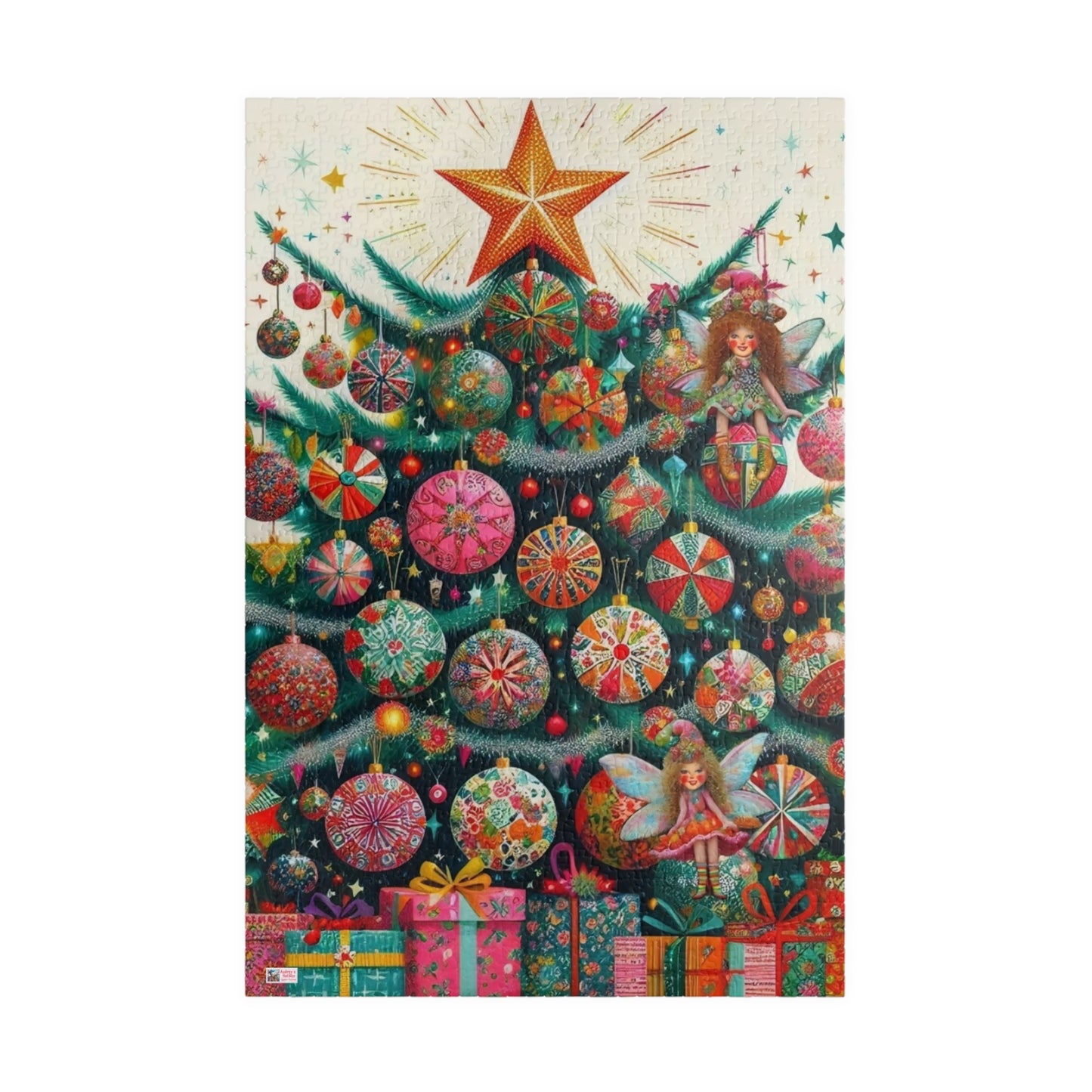 Christmas Tree Fairies Jigsaw Puzzle US: Magical Colorful Festive Scene (110-1014-piece)