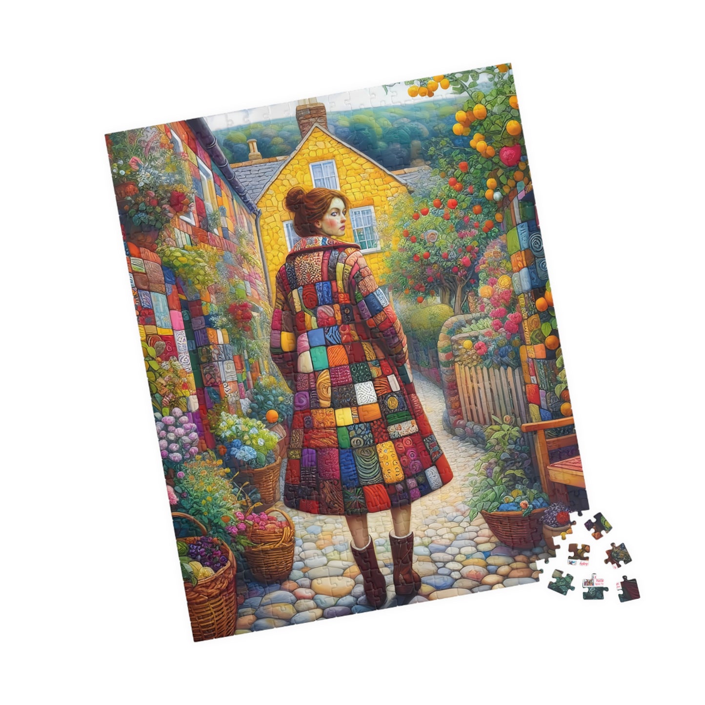 Rainbow Lane Jigsaw Puzzle (110, 252, 520, 1014-piece). Colourful whimsical storybook patchwork village. Fun family activity gift idea.