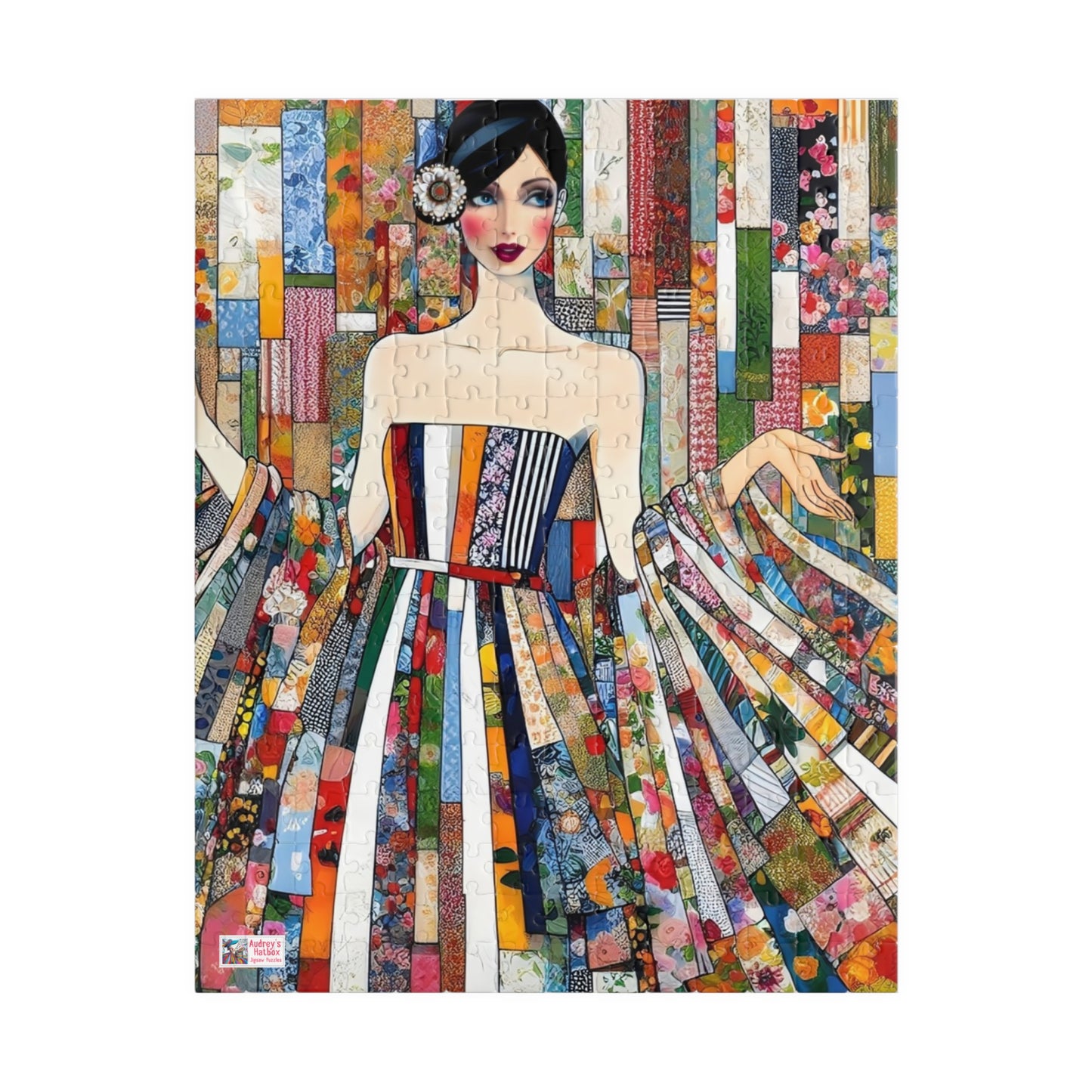 Fabric Princess Jigsaw Puzzle US: Patchwork Prints Fashion Collage  (110-1014 Pieces)