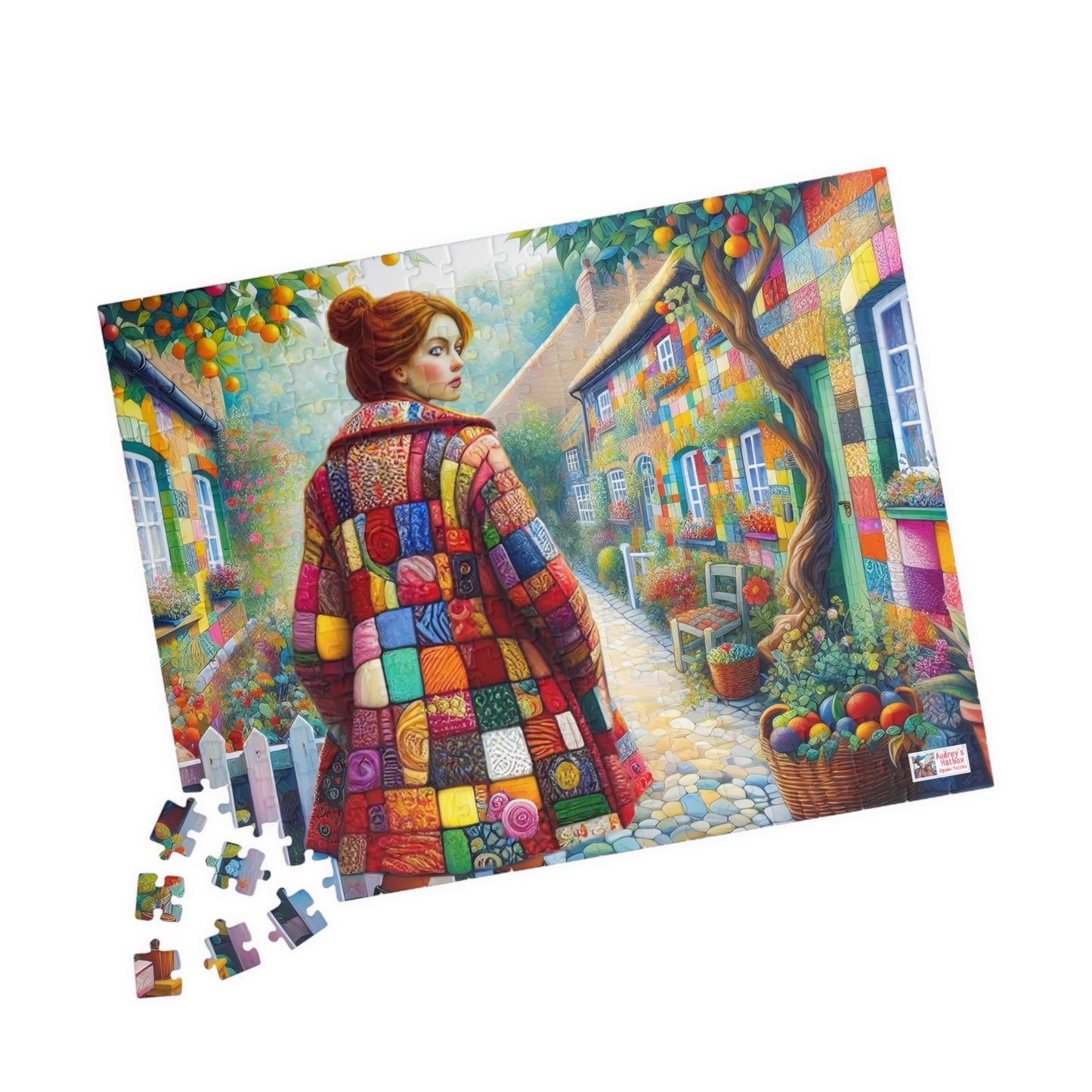Rainbow Lane Jigsaw Puzzle (110, 252, 520, 1014-piece). Colourful whimsical storybook patchwork village. Fun family activity gift idea.