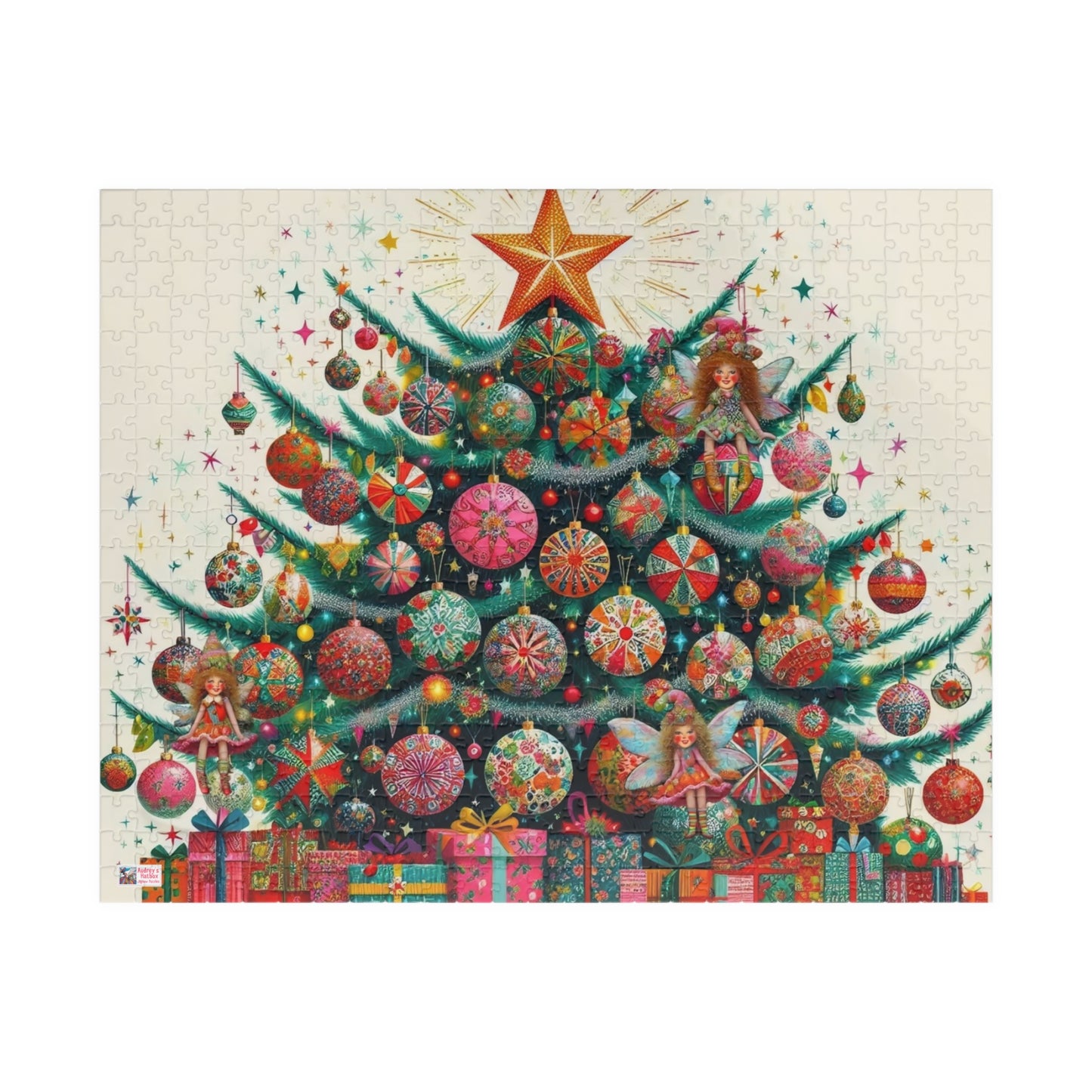 Christmas Tree Fairies Jigsaw Puzzle US: Magical Colorful Festive Scene (110-1014-piece)