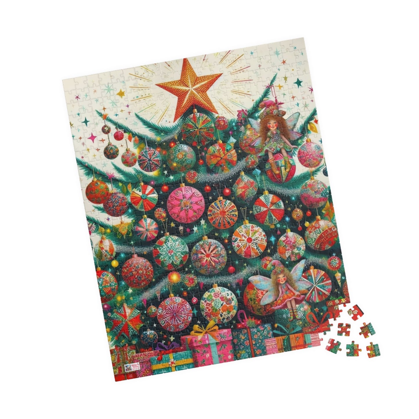 Christmas Tree Fairies Jigsaw Puzzle US: Magical Colorful Festive Scene (110-1014-piece)