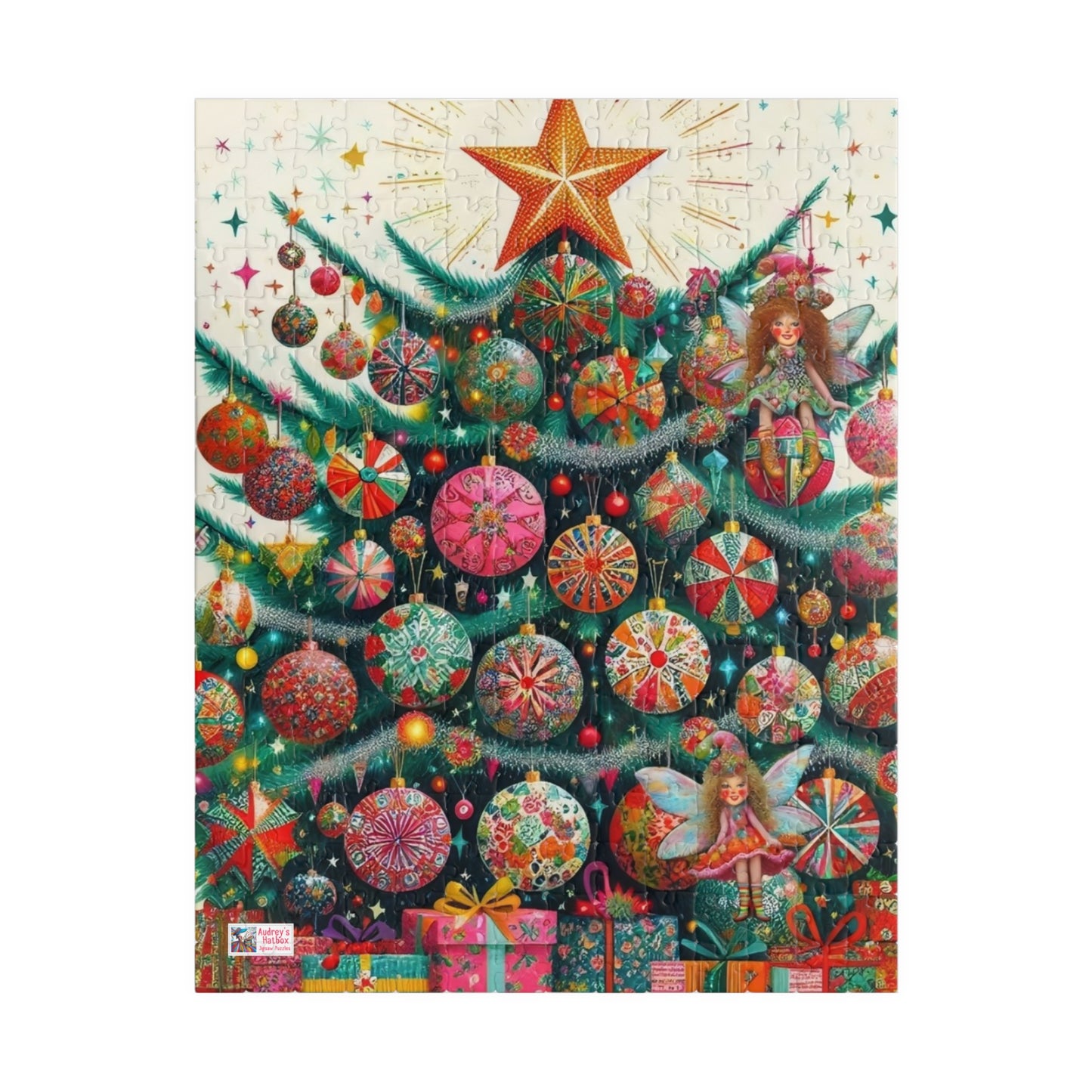 Christmas Tree Fairies Jigsaw Puzzle US: Magical Colorful Festive Scene (110-1014-piece)