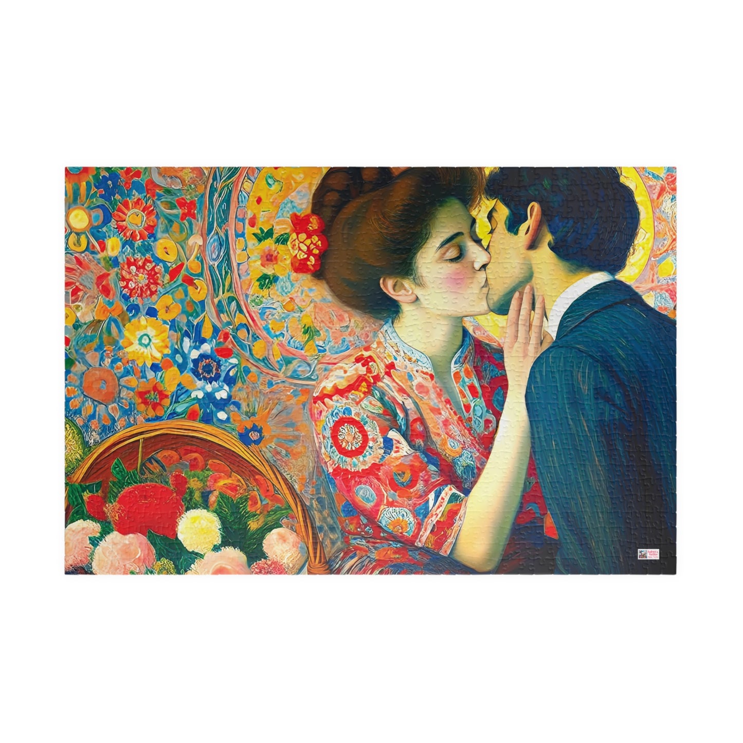 Stolen Kiss Jigsaw Puzzle - 110, 252, 520, 1014 piece. Young Vintage Lovers Share a Romantic Moment. Gift Idea Nostalgic Charm.