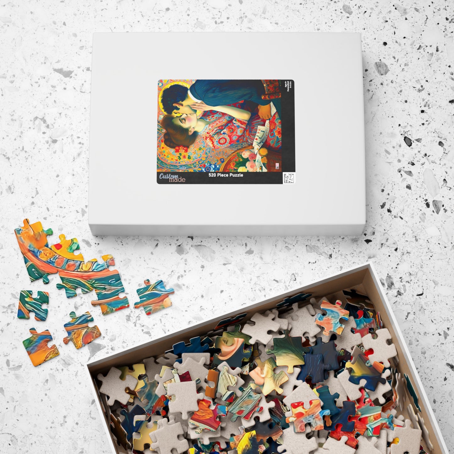 Stolen Kiss Jigsaw Puzzle - 110, 252, 520, 1014 piece. Young Vintage Lovers Share a Romantic Moment. Gift Idea Nostalgic Charm.