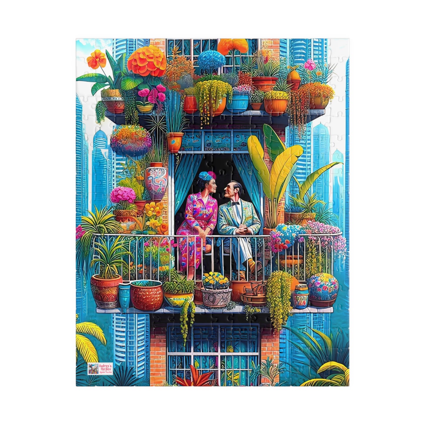 High Rise Love Nest Jigsaw Puzzle (110, 252, 520, 1014-piece). Cute, quirky and whimsical gift idea. Family Game. Fun for all ages.