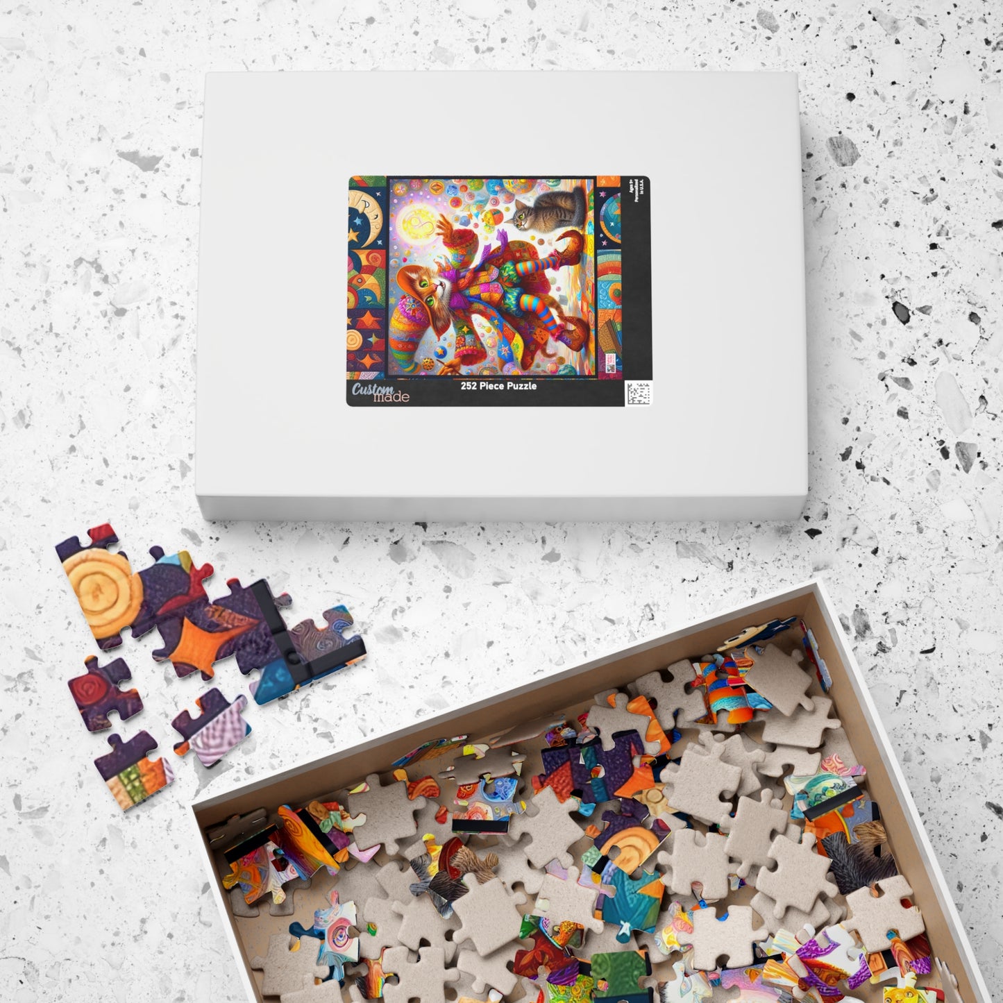 Wizard Cat Patchwork Jigsaw Puzzle (110, 252, 520, 1014-piece). Fantasy, magic, whimsy and charm for the whole family. Fun Game All Ages