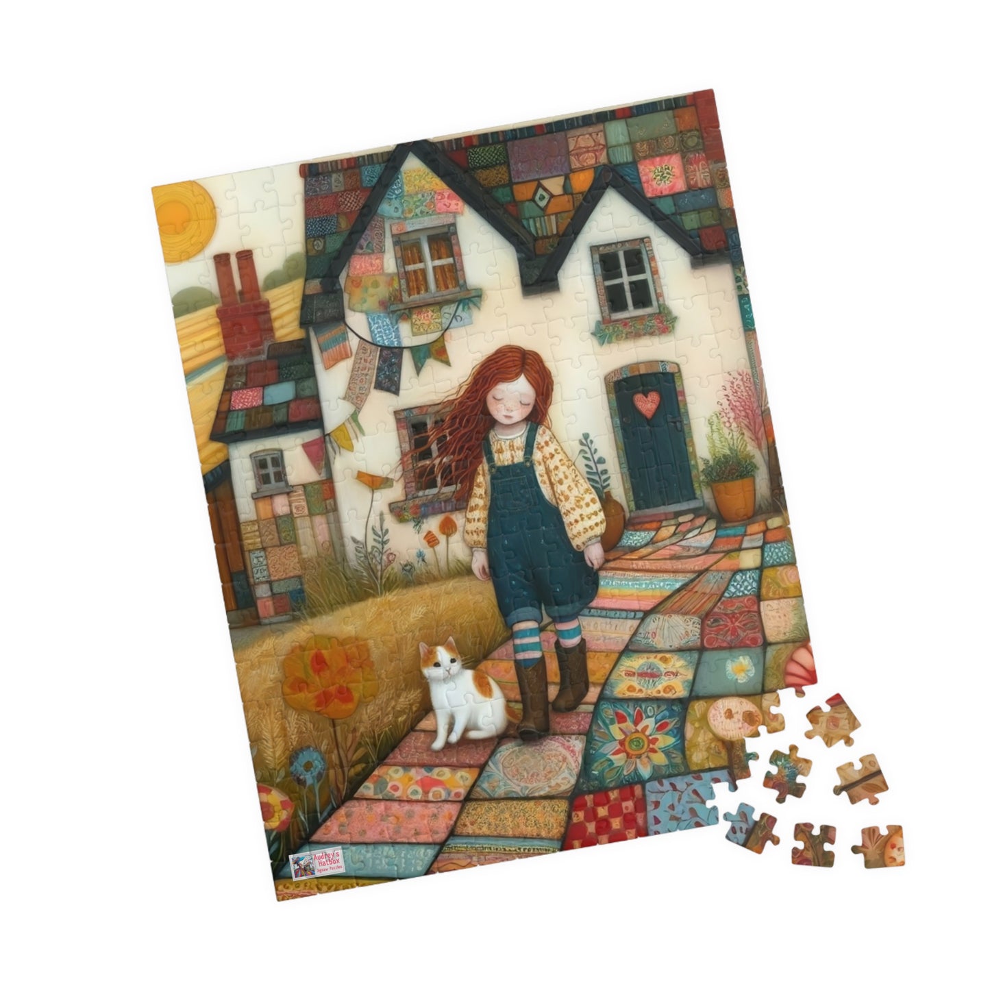 Farm Cottage Kitty Jigsaw Puzzle US: Quirky Whimsical Playful, Gift Cat Lovers (110-1014-pieces)