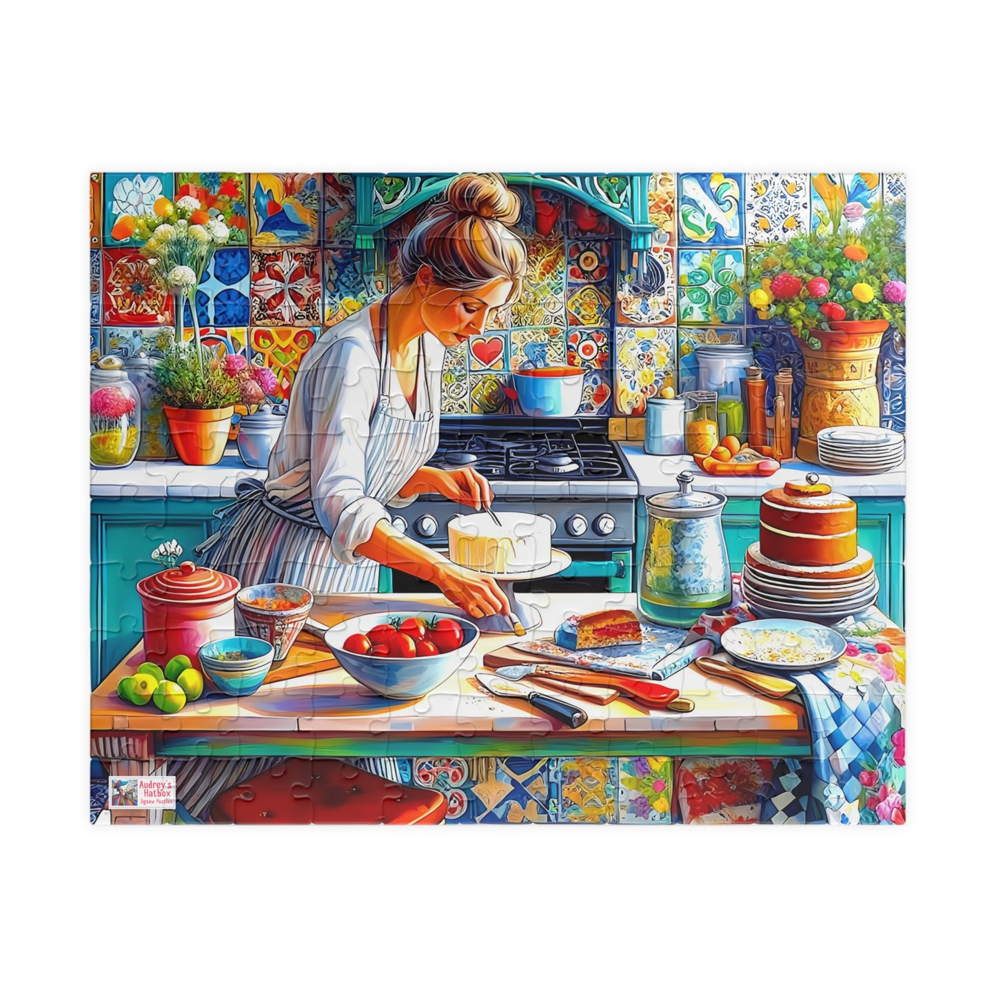 The Cake Artist's Kitchen Jigsaw Puzzle (110, 252, 520, 1014-piece). Colourful, intricate and cosy. Great gift idea. Family Games Activity