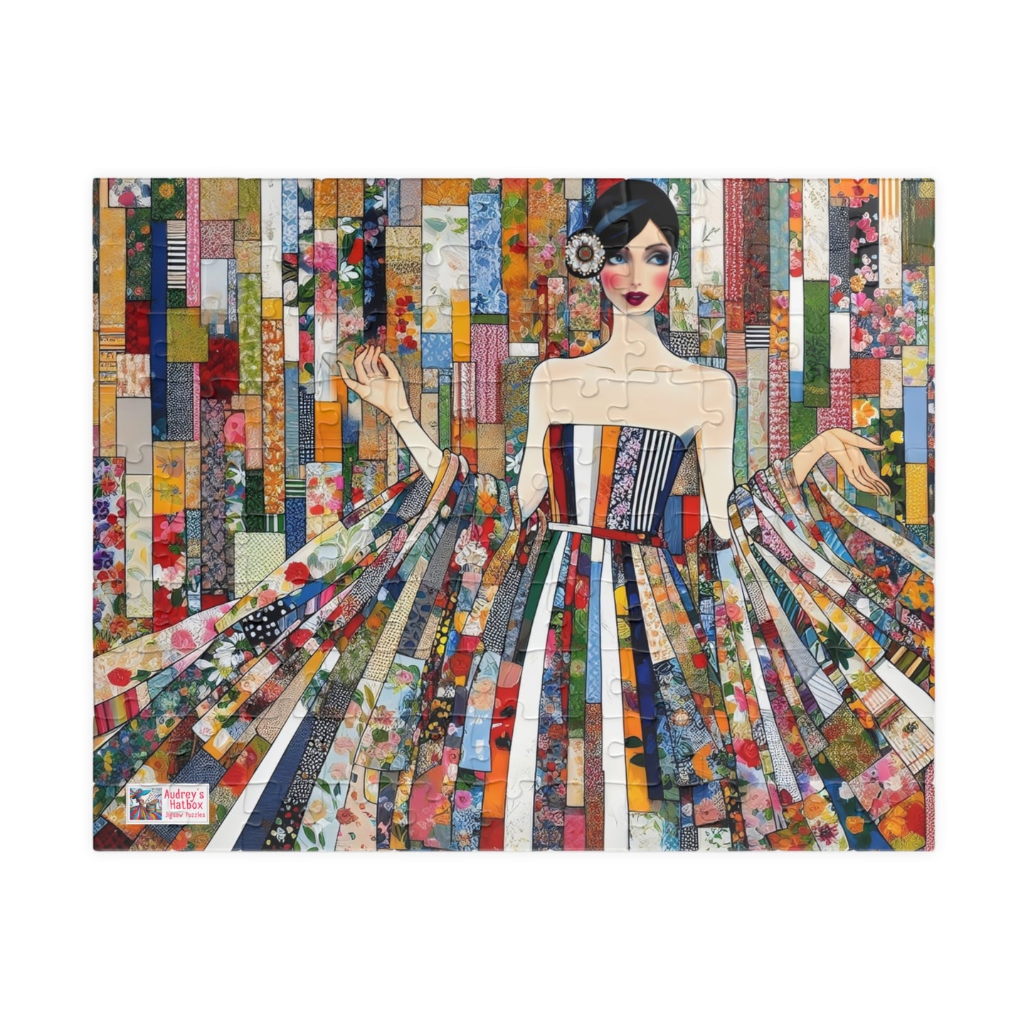 Fabric Princess Jigsaw Puzzle US: Patchwork Prints Fashion Collage  (110-1014 Pieces)