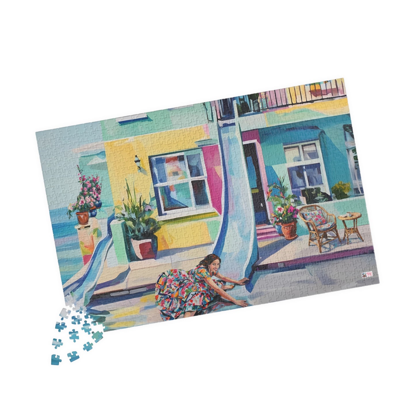 Slippery Dip Summer Jigsaw Puzzle US: Pastel Fantasy Dream House with Builtin Slide (110-1014-piece)