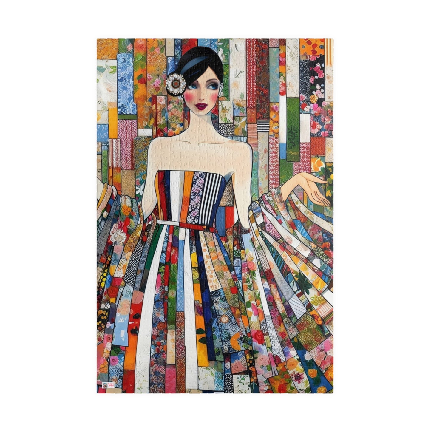 Fabric Princess Jigsaw Puzzle US: Patchwork Prints Fashion Collage  (110-1014 Pieces)