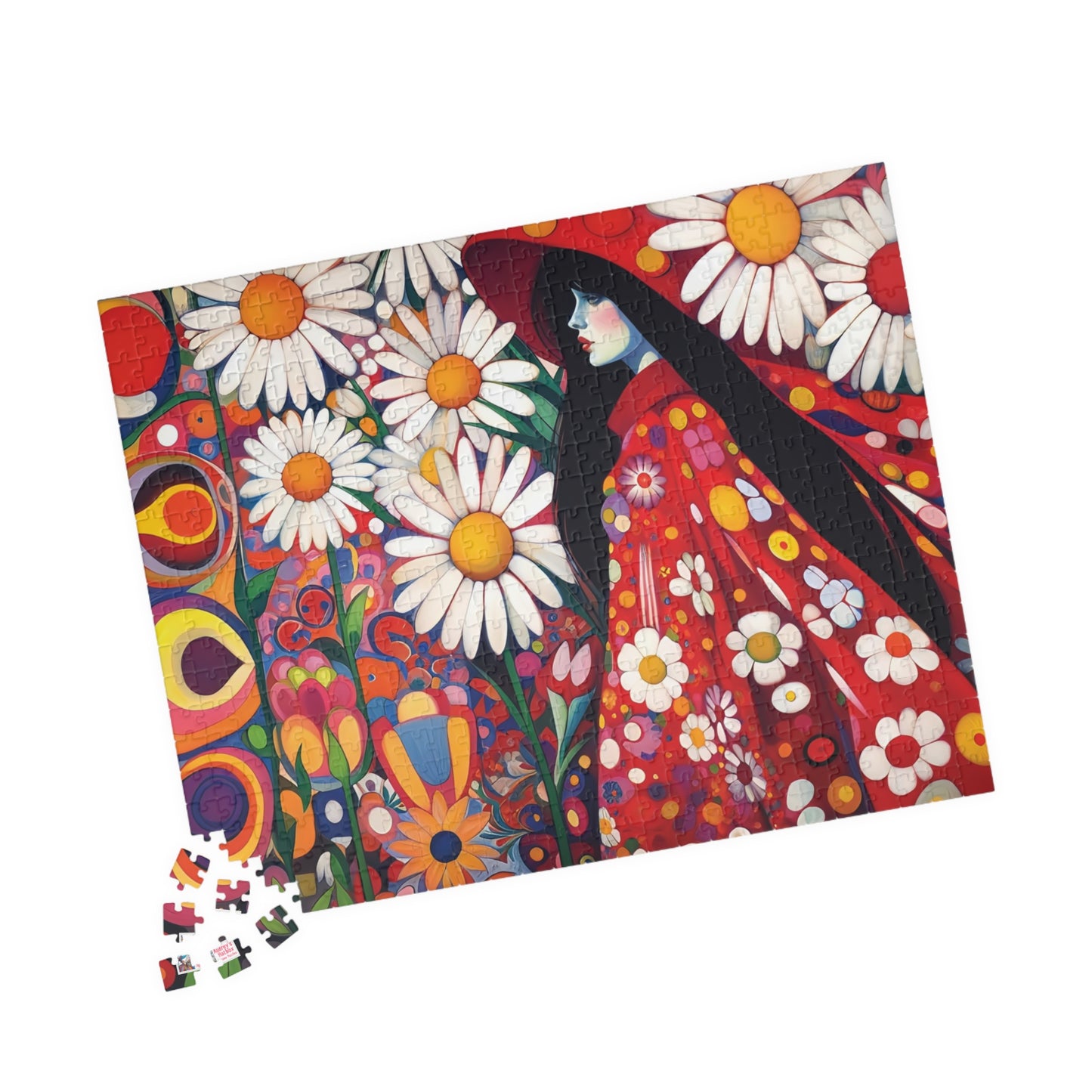 Daisy Dreams Jigsaw Puzzle (110, 252, 520, 1014-piece). Unique, Whimsical, Vintage, Pretty Birthday Gift Idea. Family Fun Game All Ages.