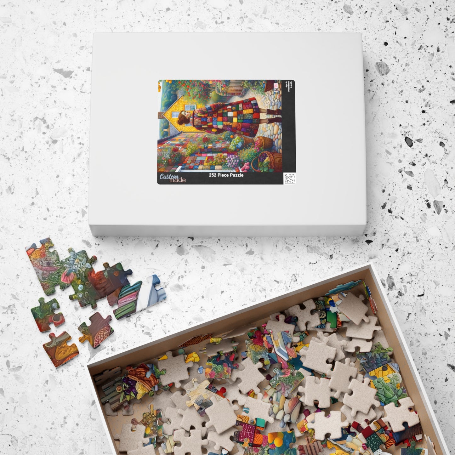 Rainbow Lane Jigsaw Puzzle (110, 252, 520, 1014-piece). Colourful whimsical storybook patchwork village. Fun family activity gift idea.