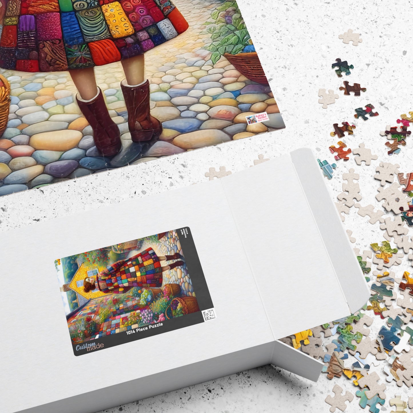Rainbow Lane Jigsaw Puzzle (110, 252, 520, 1014-piece). Colourful whimsical storybook patchwork village. Fun family activity gift idea.