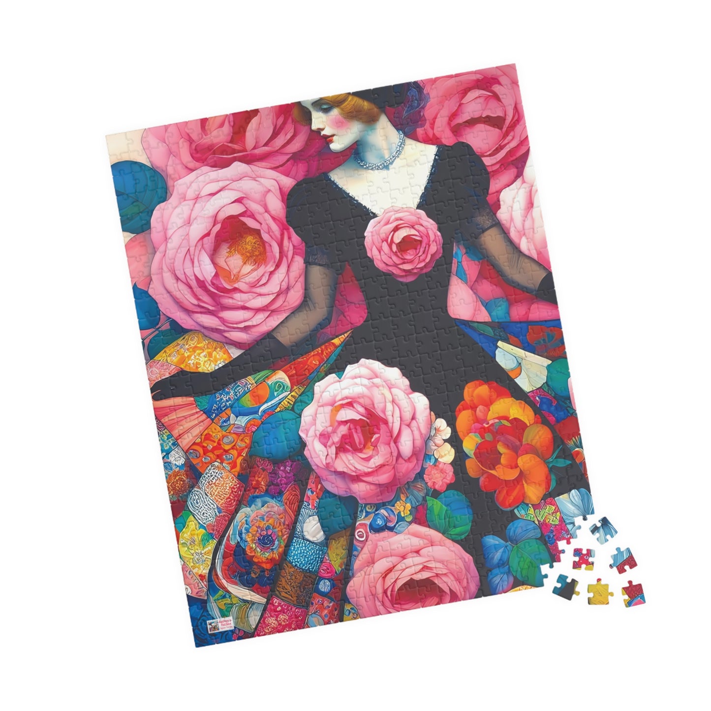 Lady of the Roses Jigsaw Puzzle (110, 252, 520, 1014-piece). Charming Vintage, Whimsical and Pretty Gift Idea for Birthdays, Patients