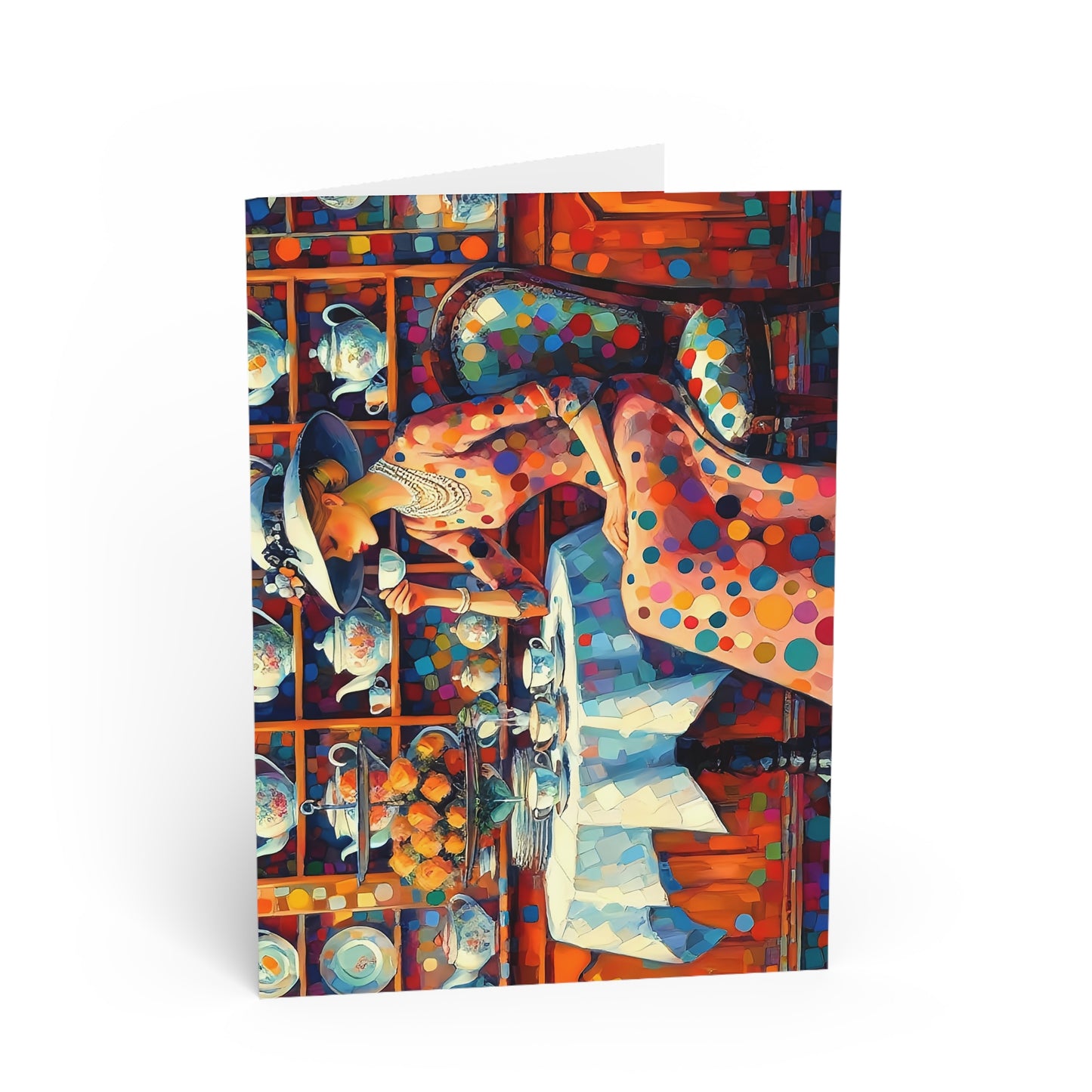Tea for One – Vintage Lady, Premium Quality Folded Greeting Card, Australian-Made