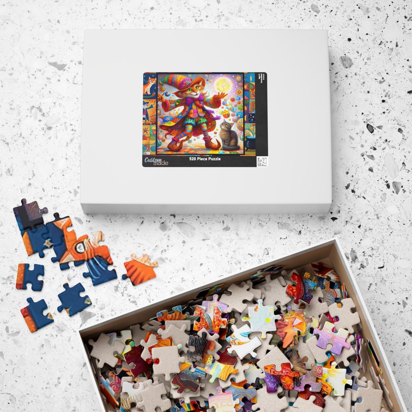 Wizard Cat Patchwork Jigsaw Puzzle (110, 252, 520, 1014-piece). Fantasy, magic, whimsy and charm for the whole family. Fun Game All Ages