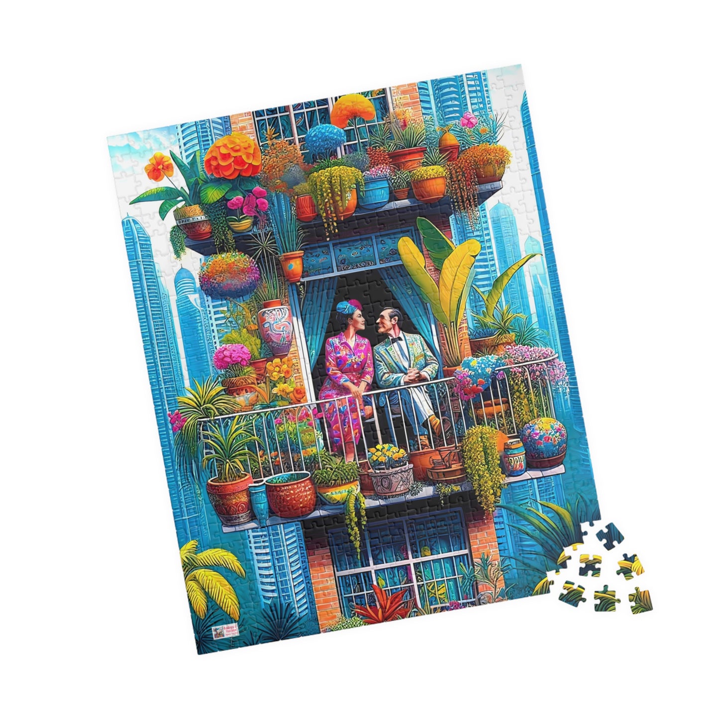 High Rise Love Nest Jigsaw Puzzle (110, 252, 520, 1014-piece). Cute, quirky and whimsical gift idea. Family Game. Fun for all ages.