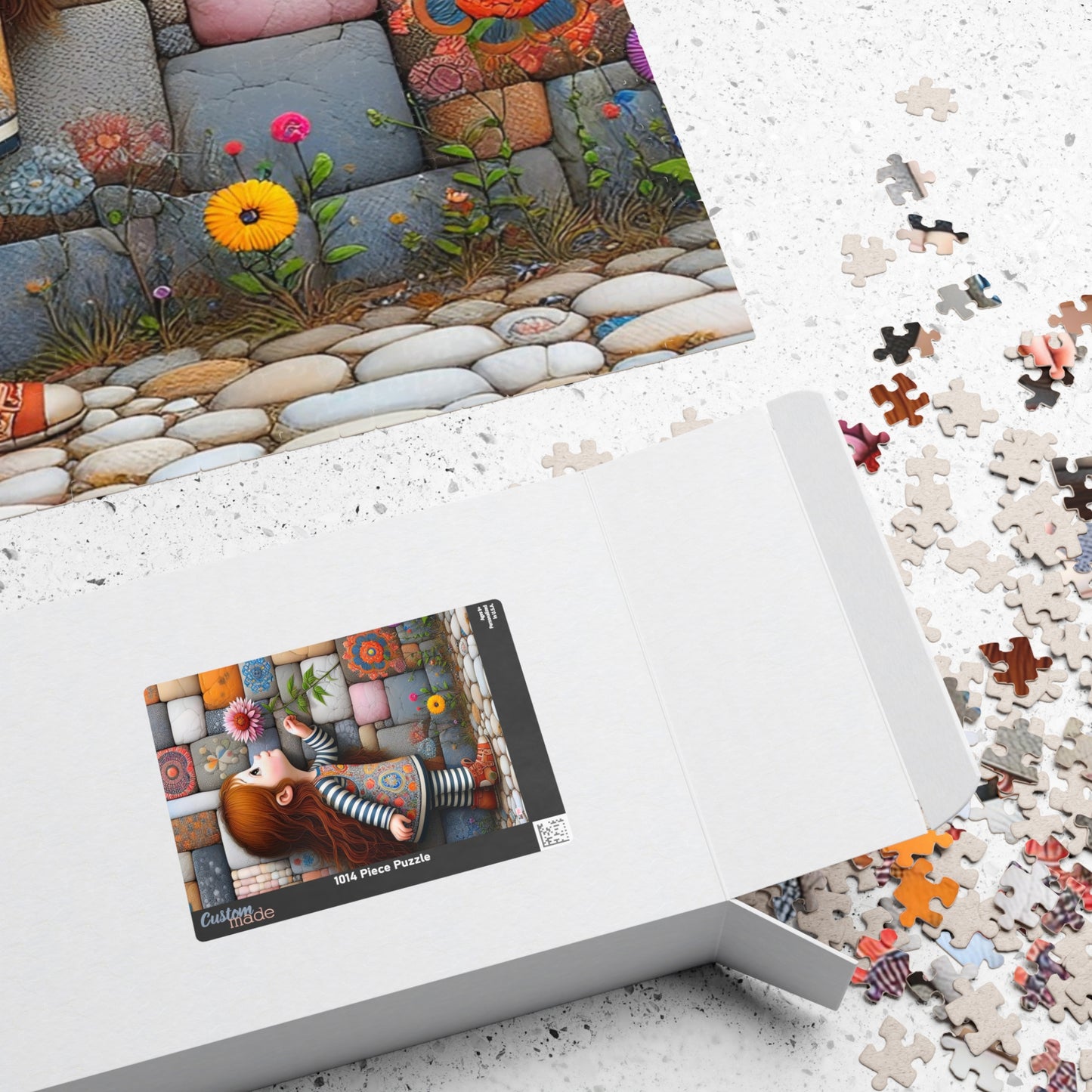Hello Spring! Jigsaw Puzzle (110, 252, 520, 1014-piece). Cute whimsical patchwork wonder, first flower of the season. Fun family gift idea.
