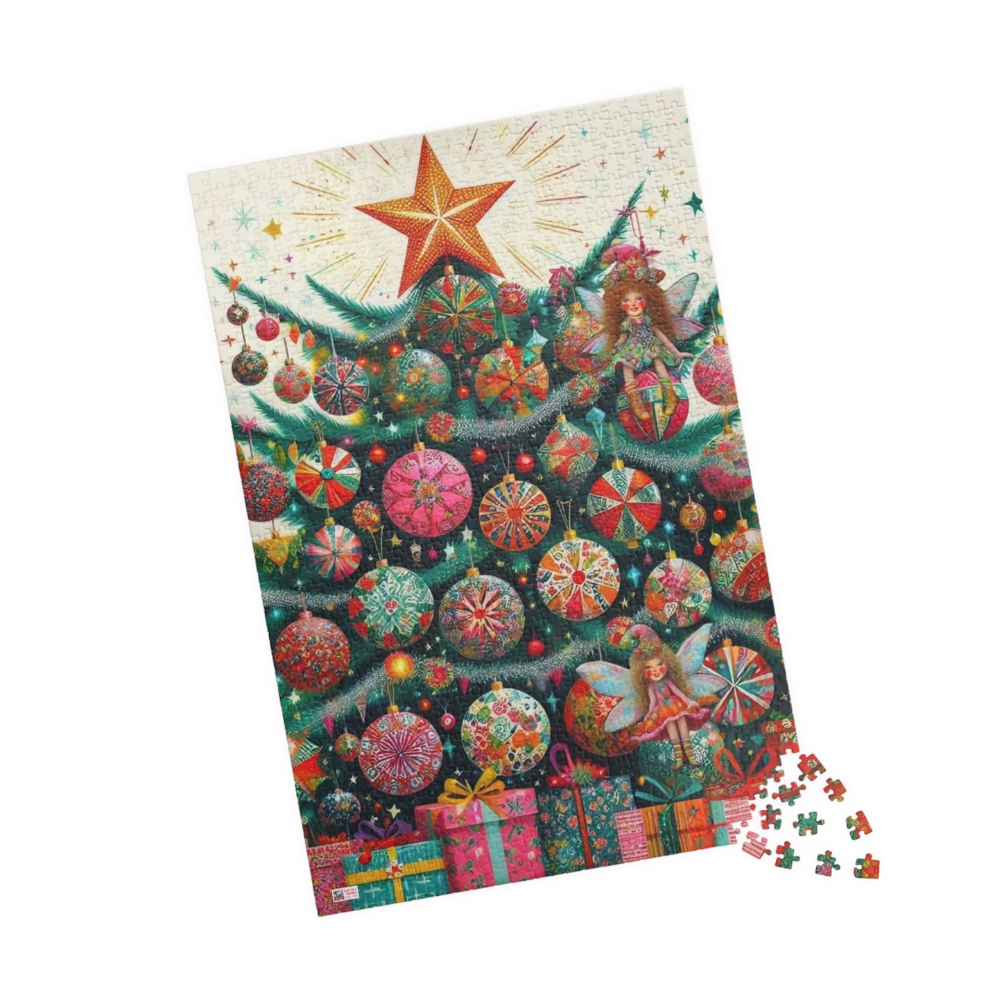 Christmas Tree Fairies Jigsaw Puzzle US: Magical Colorful Festive Scene (110-1014-piece)