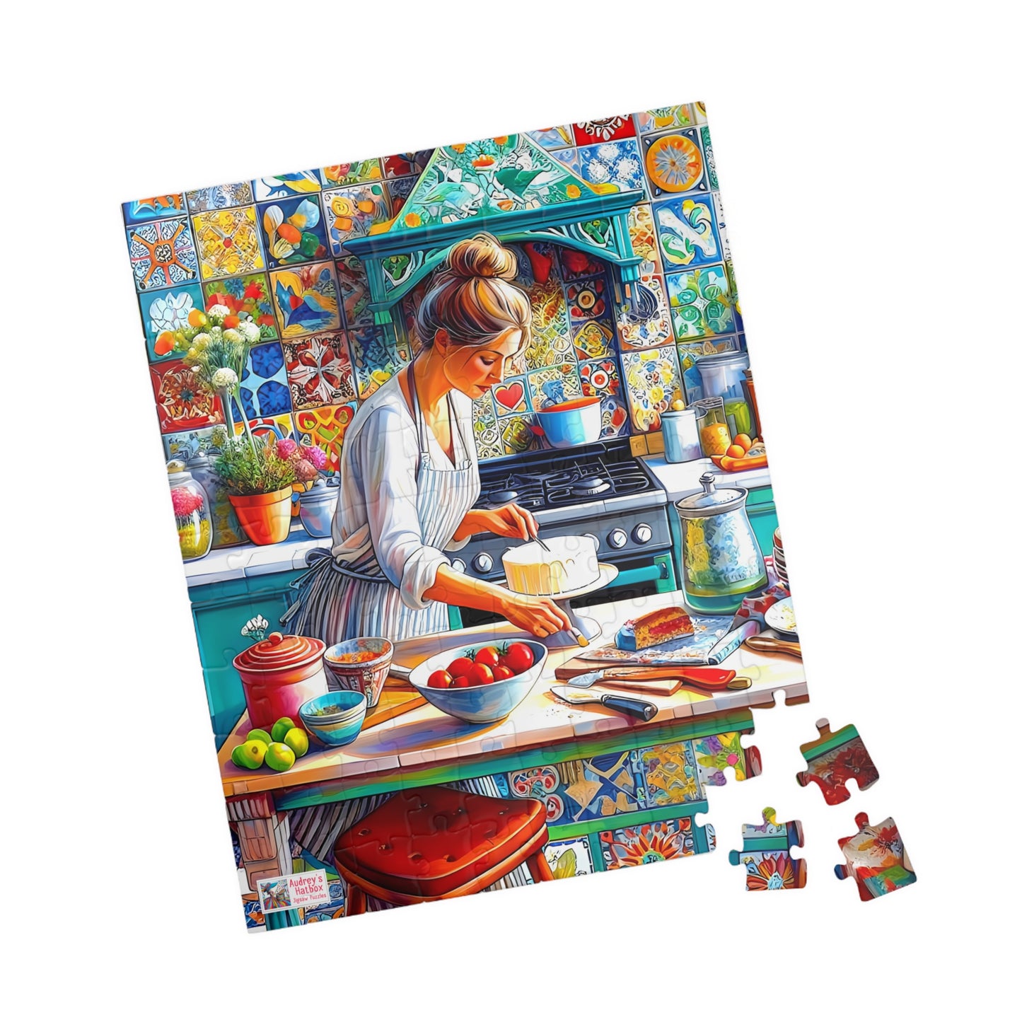 The Cake Artist's Kitchen Jigsaw Puzzle (110, 252, 520, 1014-piece). Colourful, intricate and cosy. Great gift idea. Family Games Activity