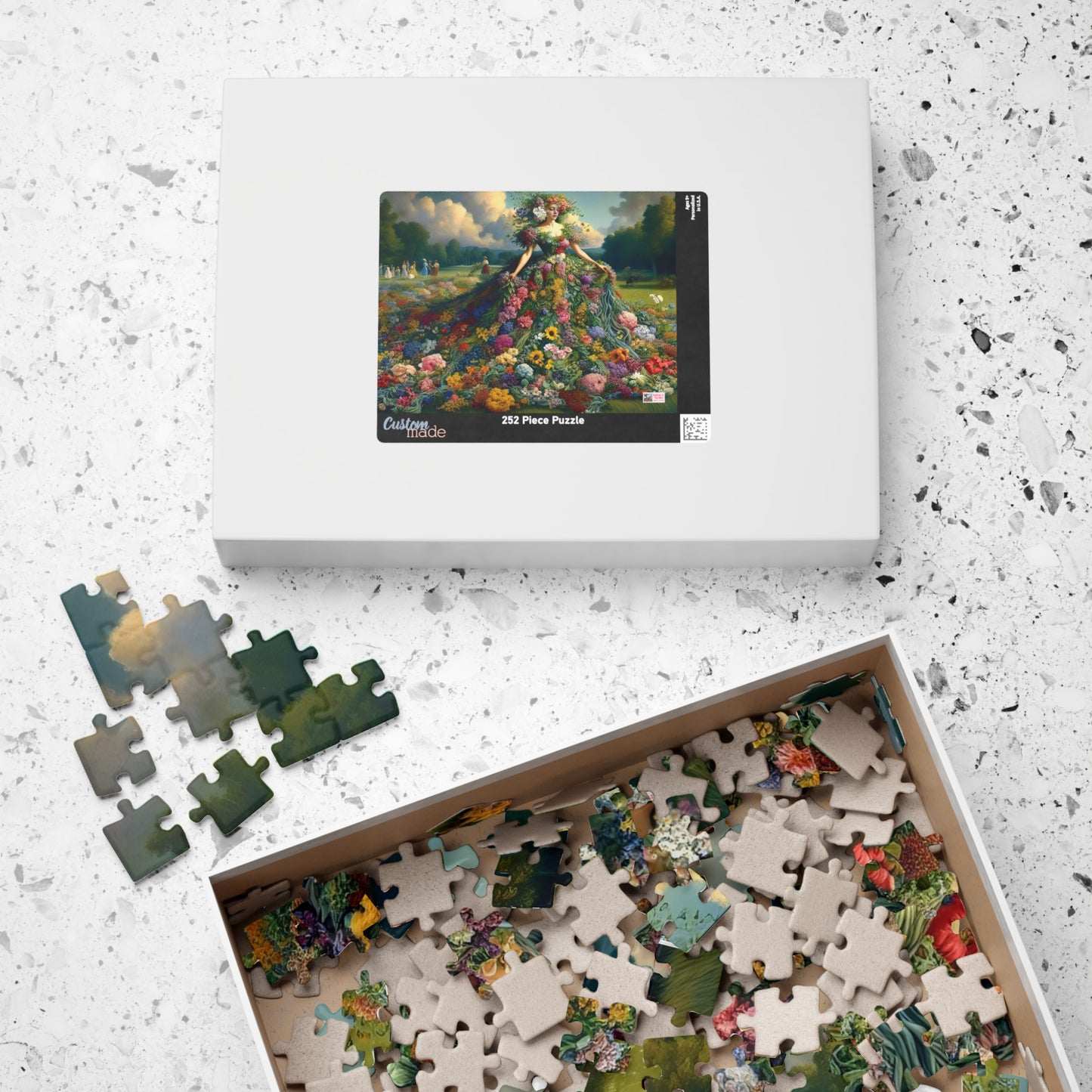 First Blush of Spring Jigsaw Puzzle US: Woman in a Gown Made of Flowers Heralds in the Season (110-1014-piece)