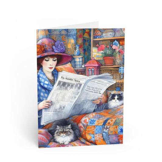 Cat Lady Greeting Cards: Quirky Whimsical Playful, Gift Cat Lovers