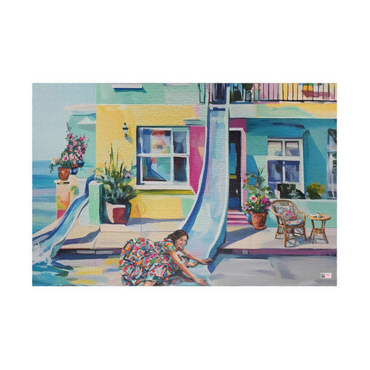 Slippery Dip Summer Jigsaw Puzzle US: Pastel Fantasy Dream House with Builtin Slide (110-1014-piece)
