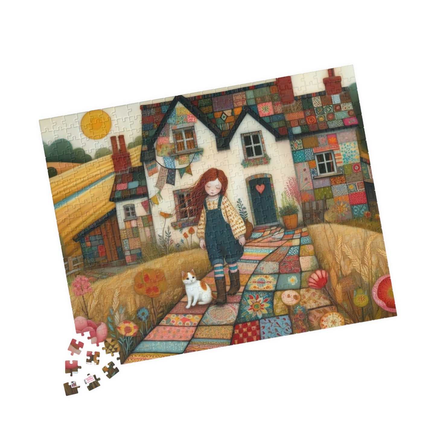 Farm Cottage Kitty Jigsaw Puzzle US: Quirky Whimsical Playful, Gift Cat Lovers (110-1014-pieces)