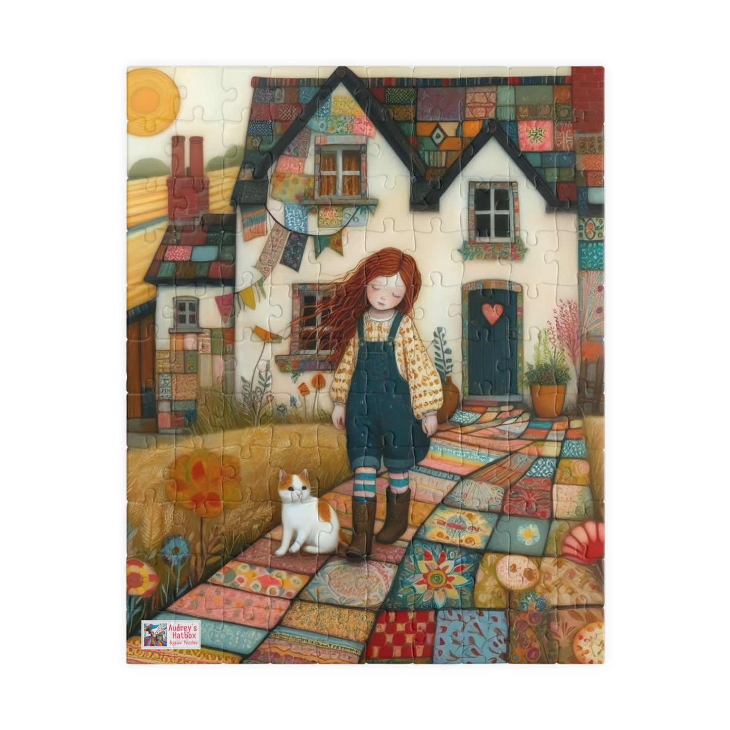 Farm Cottage Kitty Jigsaw Puzzle US: Quirky Whimsical Playful, Gift Cat Lovers (110-1014-pieces)
